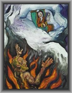 The rich man in hell, Lazarus with Abraham